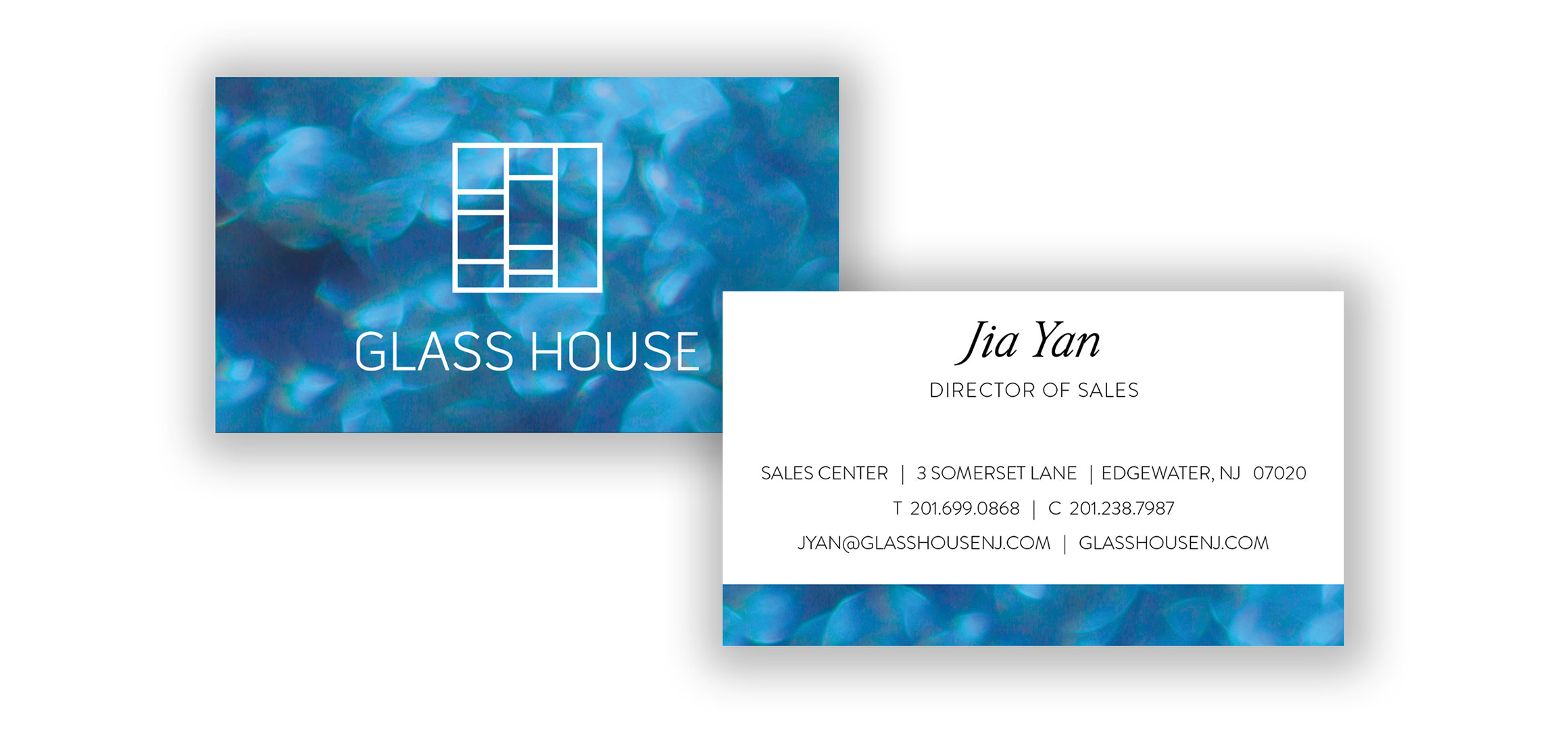 Glass House business card design front and back