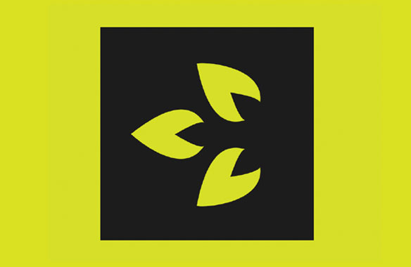 Concord FCU Logomark: green trefoil leaf in black square on green background.