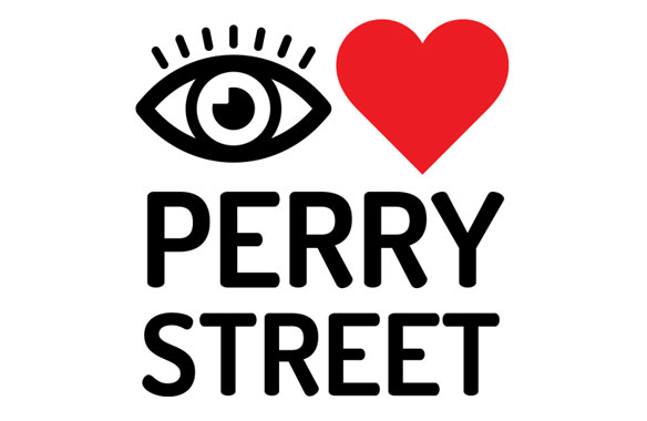 50 Perry Street logo: graphic eye, red heart, 'Perry Street' in uppercase type.